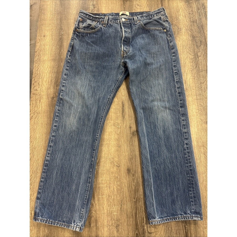 Levi's Original 501 Jeans Straight Leg Button Fly Blue Denim Men's Size 38 X 30